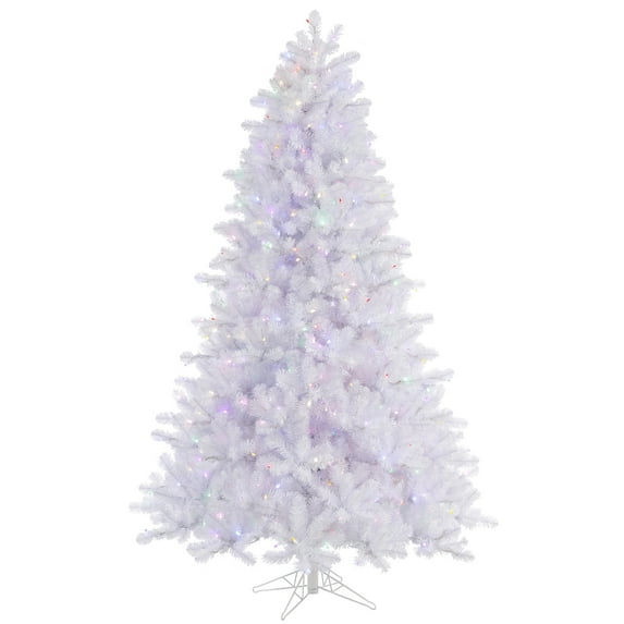 Vickerman 6.5' Crystal White Pine Artificial Christmas Tree,600 Multi-Colored LED Lights