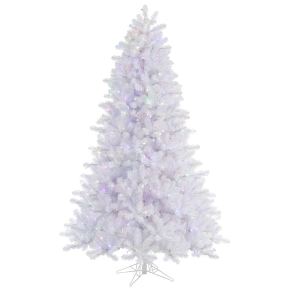 Vickerman 6.5' Crystal White Pine Artificial Christmas Tree,600 Multi-Colored LED Lights