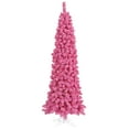 thumbnail image 1 of Vickerman 6.5' Flocked Pink Pencil Fir Artificial Christmas Tree, Unlit, 1 of 4