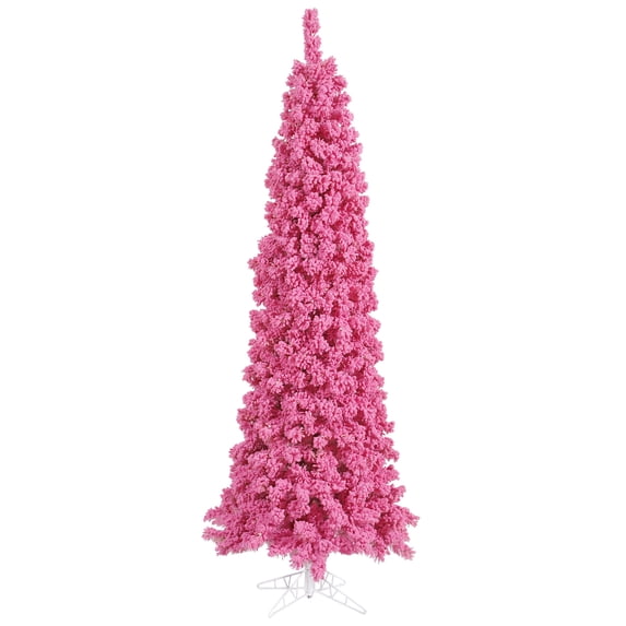 Vickerman 6.5' Flocked Pink Pencil Fir Artificial Christmas Tree, Unlit