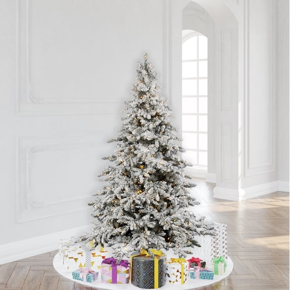 Vickerman 6.5' Flocked Utica Fir Artificial Christmas Tree, Warm White LED Lights