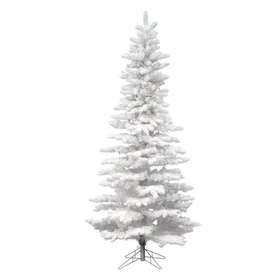 Vickerman 6.5' Flocked White Slim Artificial Christmas Tree, Unlit
