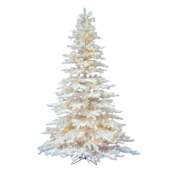 Vickerman 6.5' Flocked White Spruce Artificial Christmas Tree, Warm White LED Lights
