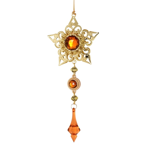 Vickerman 6.5" Mocha Jewel Metal Star with Dangle Christmas Ornament