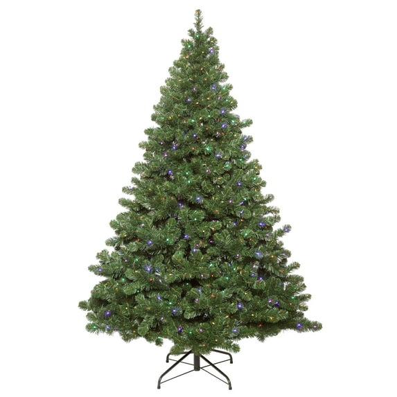 Vickerman 6.5' Oregon Fir Artificial Christmas Tree, Wide Angle Single Mold Multi-Colored LED Lights