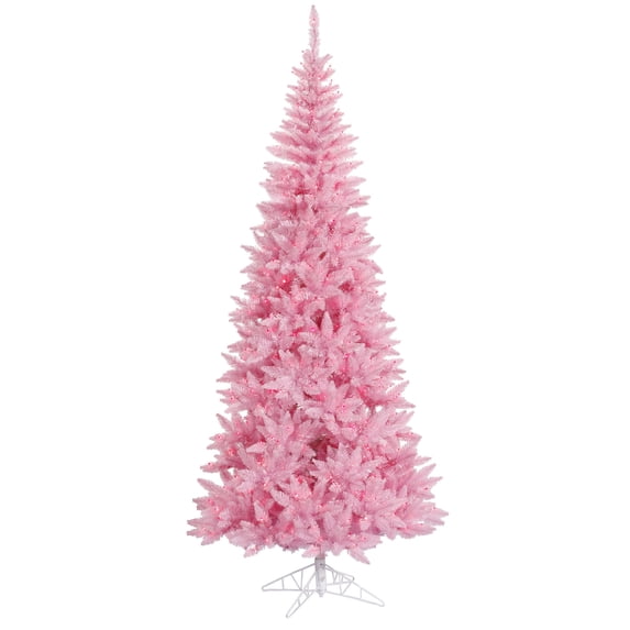 Vickerman 6.5' Pink Fir Slim Artificial Christmas Tree, Pink Dura-lit LED Lights