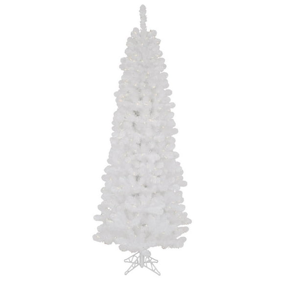 Vickerman 6.5' White Salem Pencil Pine Artificial Christmas Tree, 300 Clear Dura-lit Incandescent Lights