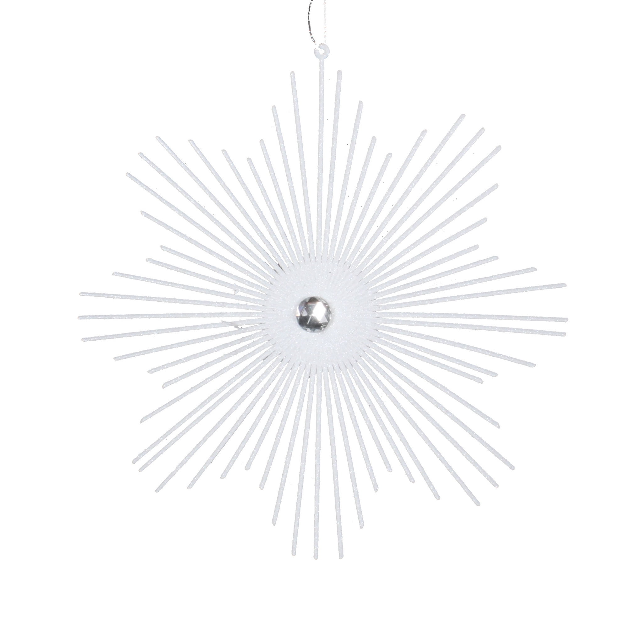 White Glitter Snowflake Burst Shatterproof Ornament Set