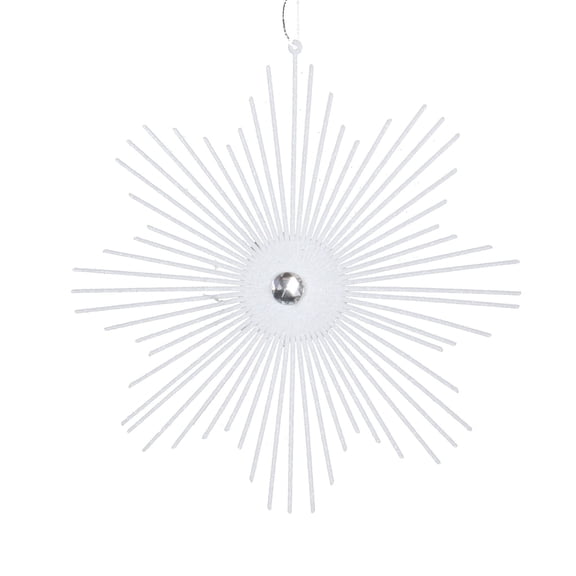 Vickerman 6.5" White Snowflake Burst Glitter Christmas Ornament, 6 per Bag