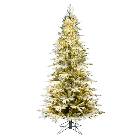Vickerman 6.5' x 42" Flocked Kamas Fraser Artificial Christmas Tree, Warm White Dura-Lit® LED Lights