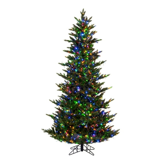Vickerman 6.5' x 48" Natural Fraser Fir Artificial Christmas Tree, Multi-colored Dura-Lit LED lights