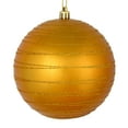 thumbnail image 1 of Vickerman 6" Antique Gold Candy Finish Ball Ornament with Glitter Lines, 3 per Bag, 1 of 3