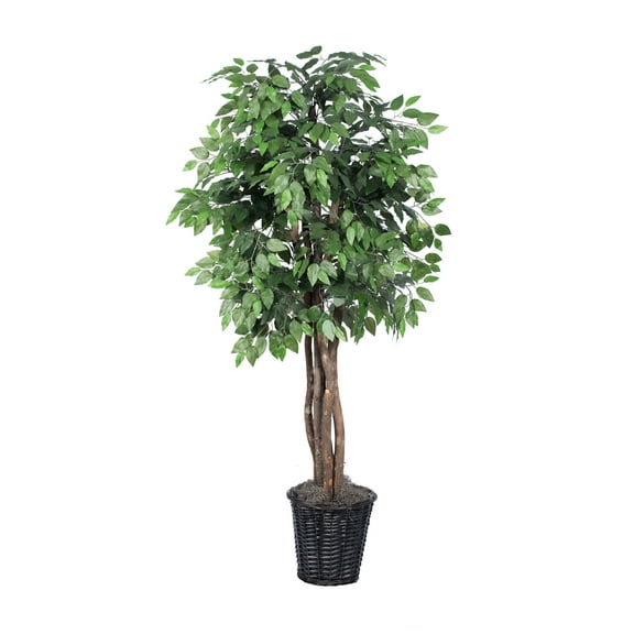 Vickerman 6' Artificial Ficus Executive, Rattan Basket