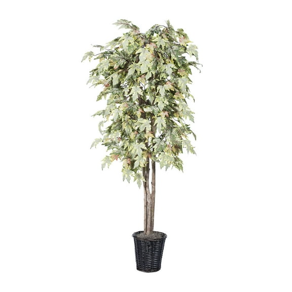 Vickerman 6' Artificial Frosted Maple Deluxe, Rattan Basket