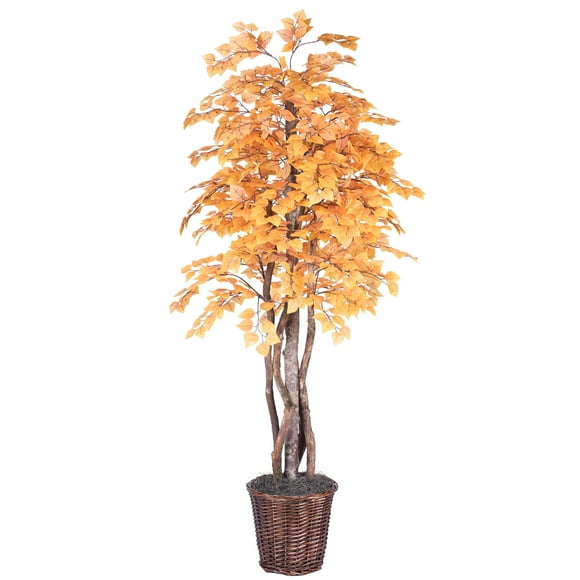 Vickerman 6' Artificial Golden Aspen Executive, Black Plastic Pot