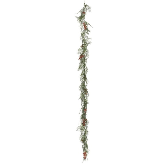Vickerman 6' Artificial Green Brazil Berry and Leaf Garland.