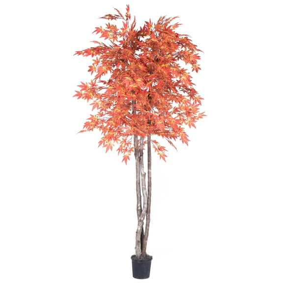 Vickerman 6' Artificial Orange Maple Deluxe, Black Plastic Pot