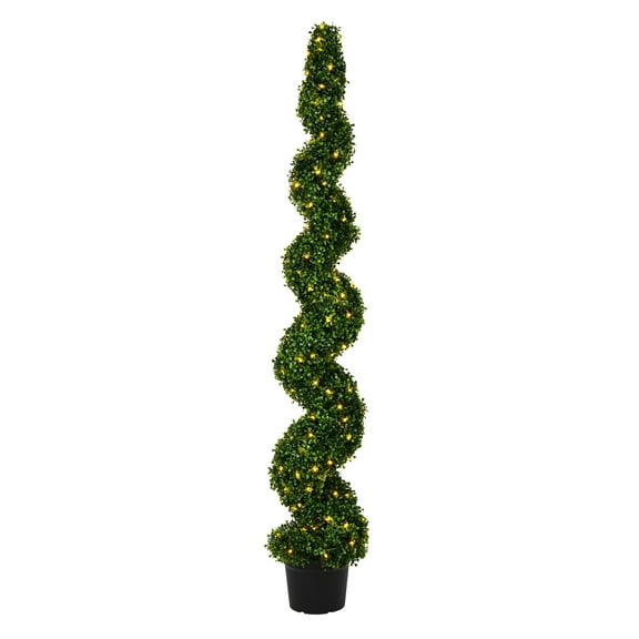 Vickerman 6' Artificial Potted Green Boxwood Spiral Tree.