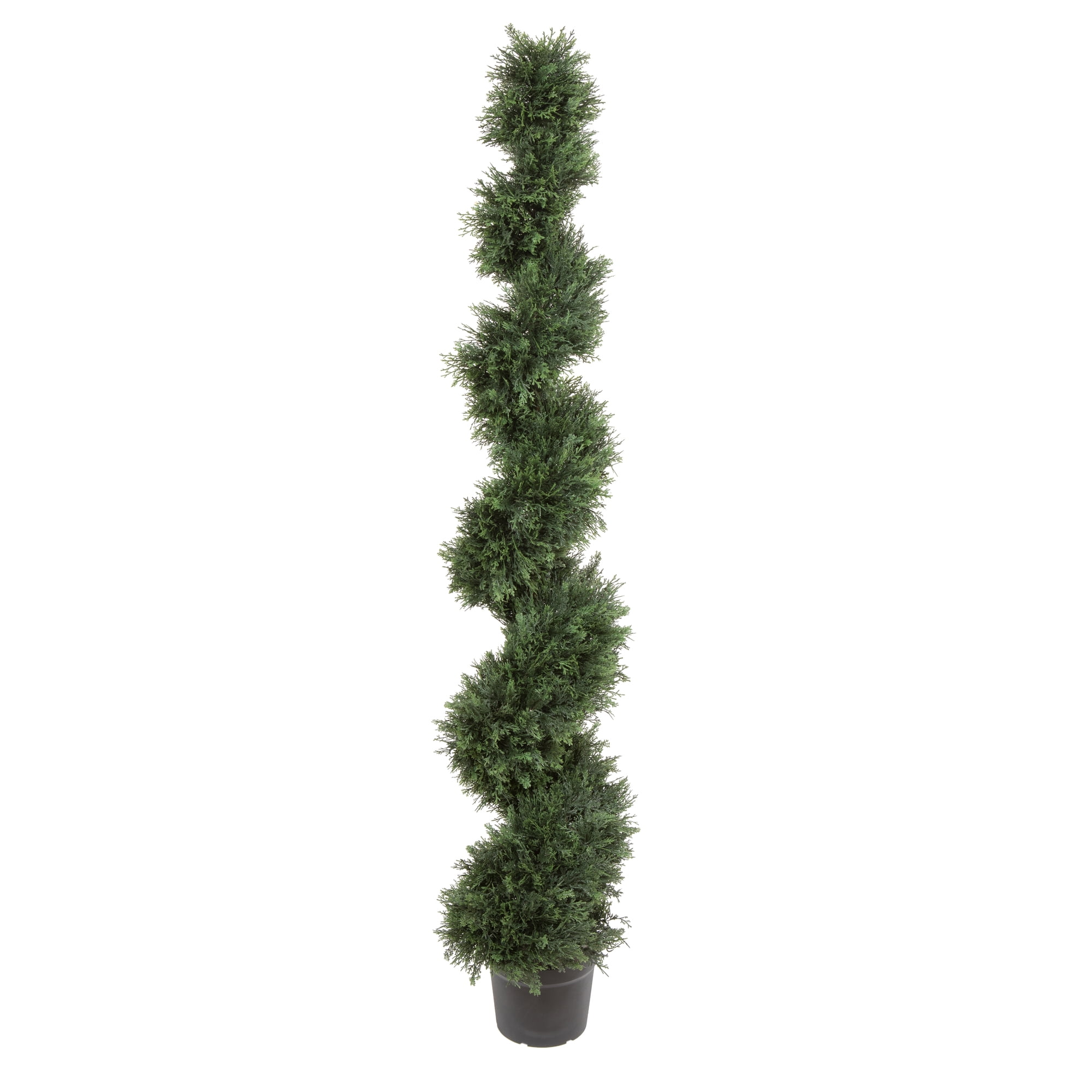 Elegant White 6ft Outdoor Spiral Topiary with Lights in Pot