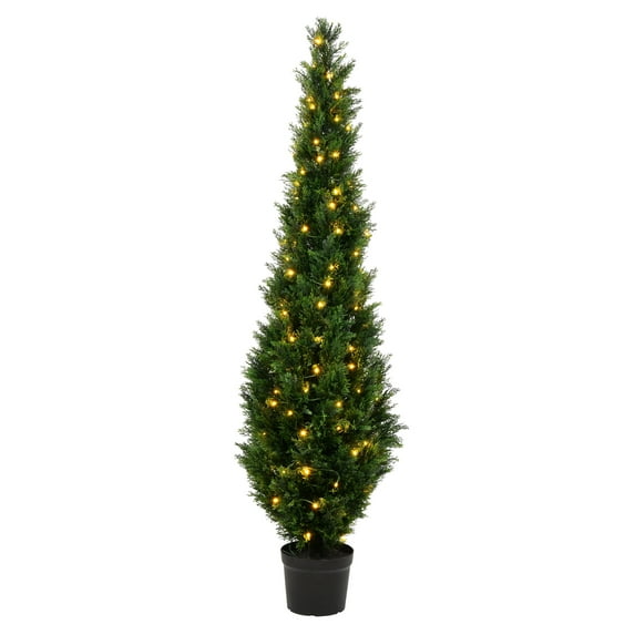 Vickerman 6' Artificial Potted Green Cedar Tree.