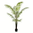 thumbnail image 1 of Vickerman 6' Artificial Potted Leather Fern., 1 of 3