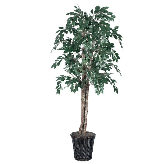 Vickerman 6' Artificial Sakaki Deluxe, Rattan Basket.