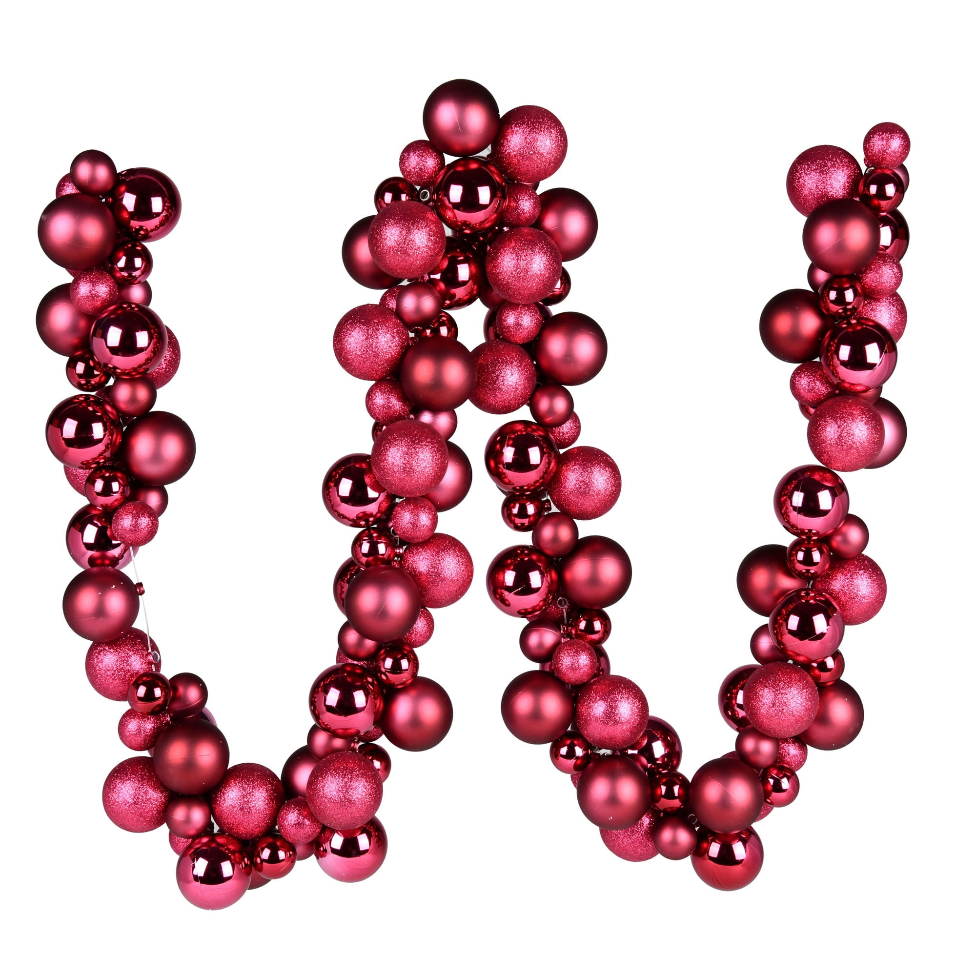 6' Berry Red Shatterproof Ornament Ball Christmas Garland