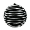 thumbnail image 1 of Vickerman 6" Black Candy Finish Ball Ornament with Glitter Lines, 3 per Bag, 1 of 3