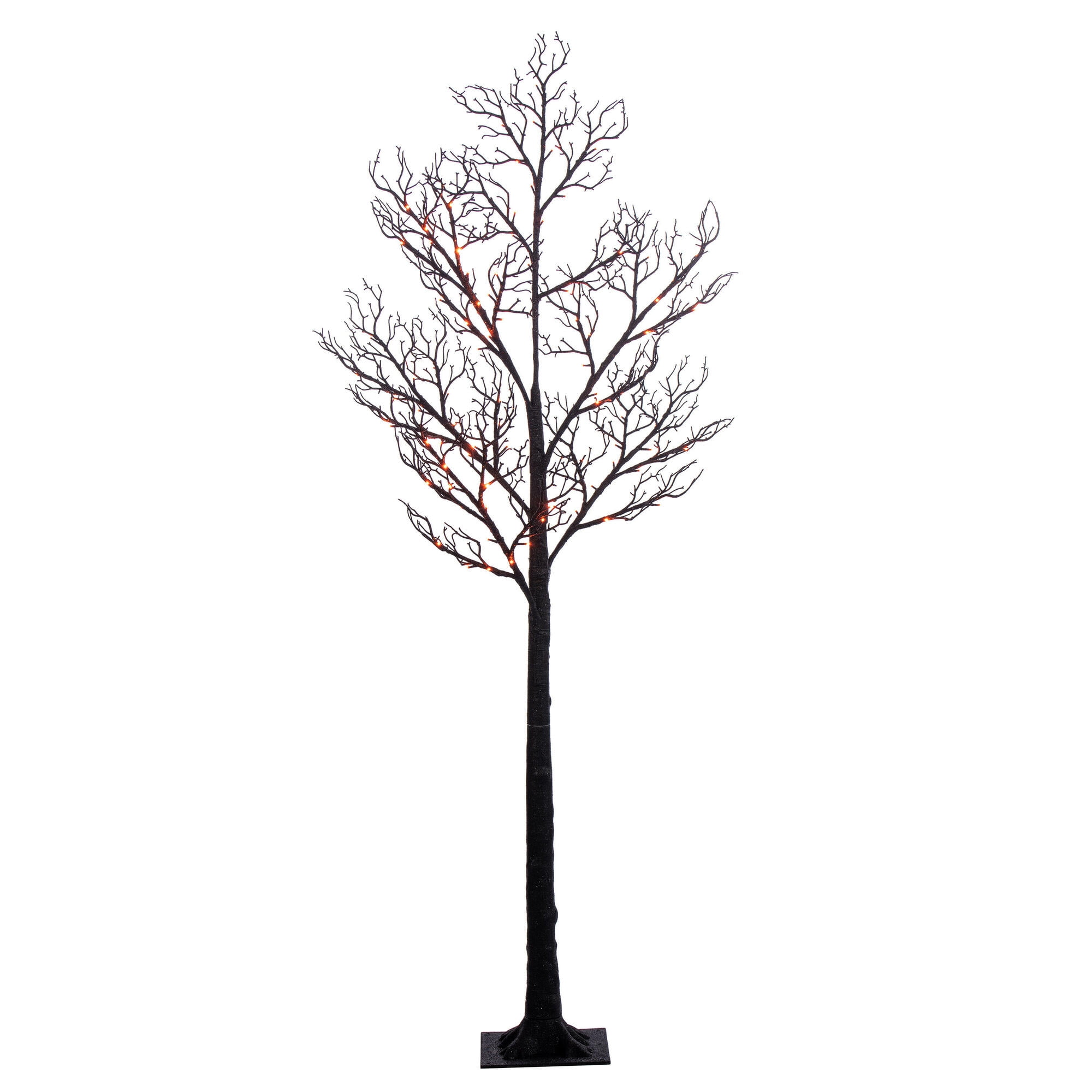 Vickerman 6' Black Twig Tree 96 Purple/Orange Lights.