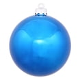 thumbnail image 1 of Vickerman 6" Blue Shiny Ball Ornament, 4 per Bag, 1 of 7