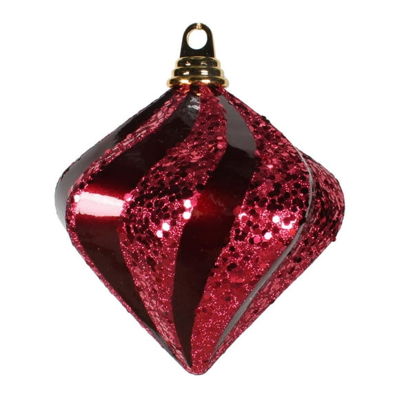 Vickerman 6'' Burgundy Candy/Glitter Swirl Diamond Christmas Ornament