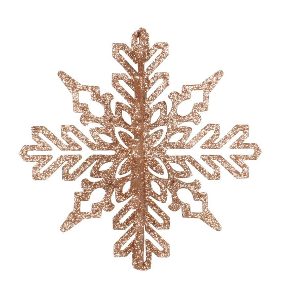 Vickerman 6" Café Latte 3D Glitter Snowflake Christmas Ornament, Set of 3