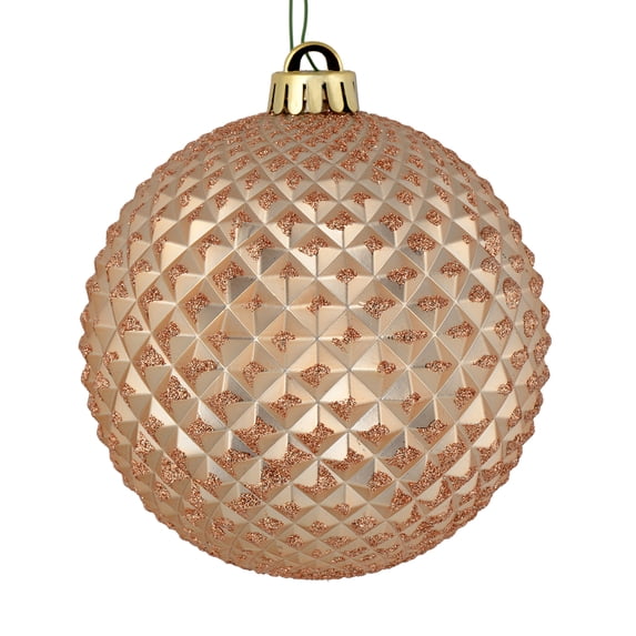 Vickerman 6" Café Latte Durian Glitter Ball Ornament, 4 per Bag