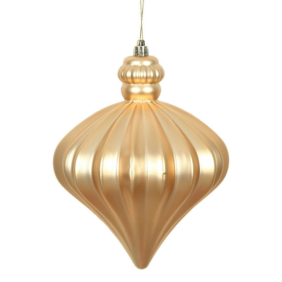 Vickerman 6" Café Latte Matte Onion Drop Christmas Ornament, 4 per pack