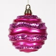 thumbnail image 1 of Vickerman 33586 - 6" Cerise Candy Glitter Wave Ball Christmas Tree Ornament (M132009), 1 of 1