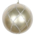 thumbnail image 1 of Vickerman 6" Champagne Candy Finish Net Ball Ornament with Glitter Accents, 2 per Bag, 1 of 3