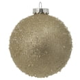 thumbnail image 1 of Vickerman 6" Champagne Ice Ball Ornament. This textured ornament has a rough and icy look with a hint of delicate sparkle. Incorporate these ornaments into your holiday design for added texture. Inclu, 1 of 3