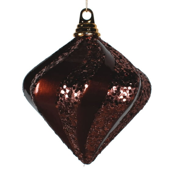 Vickerman 6" Chocolate Candy/Glitter Swirl Diamond Christmas Ornament