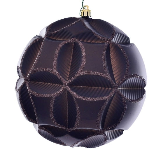 Vickerman 6" Chocolate Matte Clover Ball Ornament, 2 per Bag