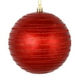 thumbnail image 1 of Vickerman 6" Christmas Ornament Ball, Red Candy Finish with Glitter Lines, Shatterproof Plastic, Holiday Christmas Tree Decoration, 3 Pack, 1 of 2