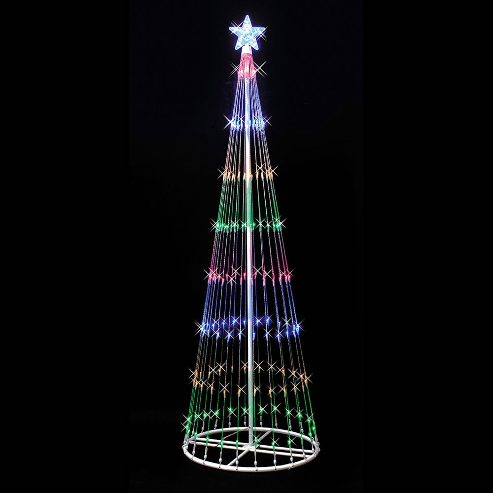 6' Multicolor LED Light Show Outdoor Christmas Tree with Metal Frame
