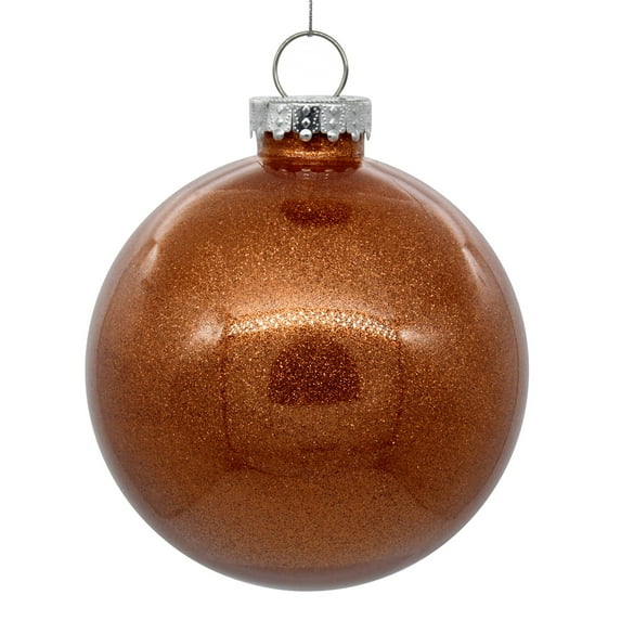 Vickerman 6" Clear Ball Christmas Ornament with Copper Glitter Interior, 4 Pieces per bag