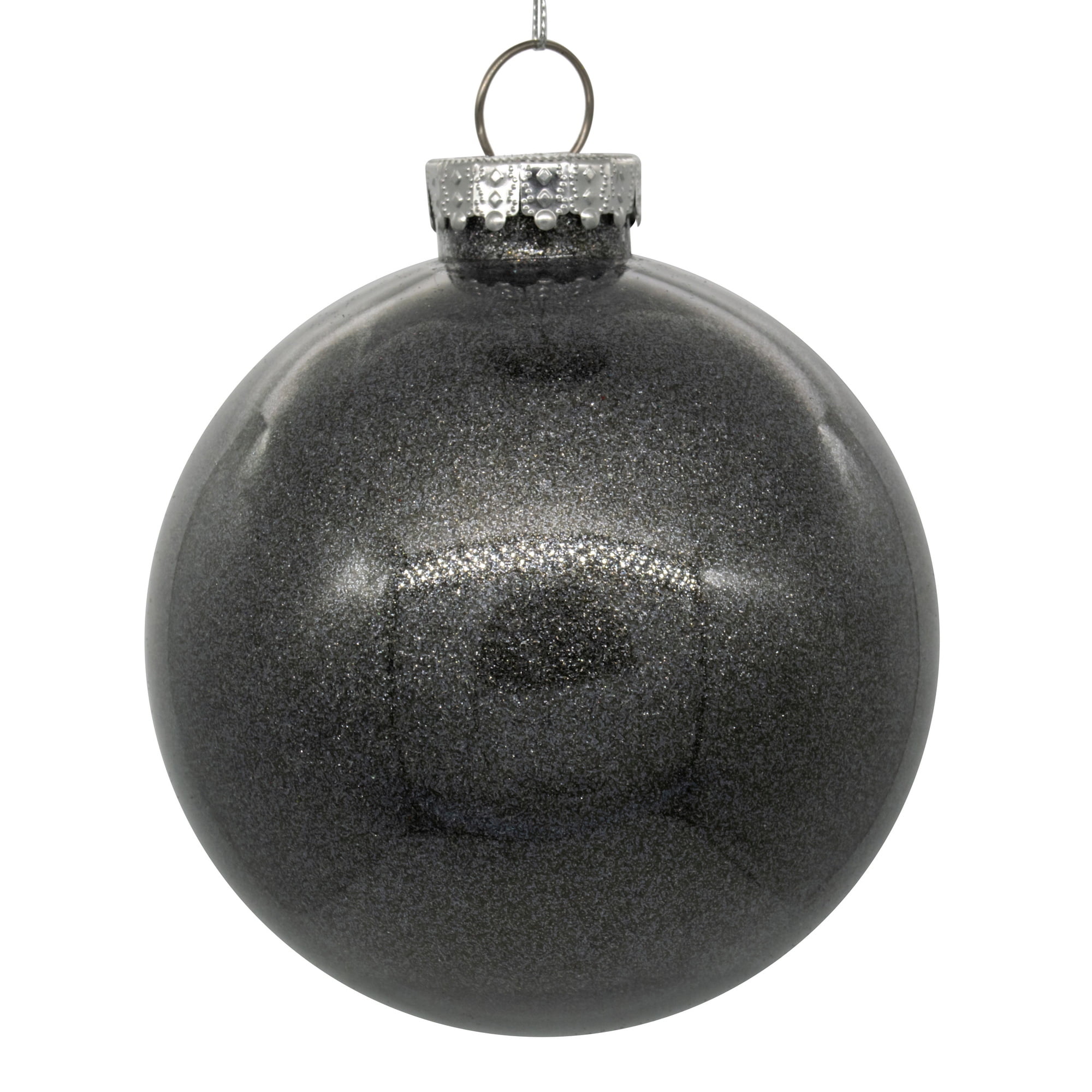 Vickerman 6" Clear Ball Christmas Ornament with Pewter Glitter Interior, 4 Pieces per bag