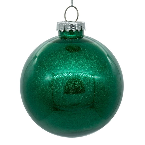 Vickerman 6" Clear Ball Christmas Ornament with Seafoam Glitter Interior, 4 Pieces per bag