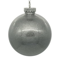 Vickerman 6" Clear Ball Christmas Ornament with Silver Glitter Interior, 4 Pieces per bag
