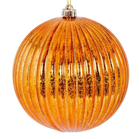 Vickerman 6" Copper Shiny Lined Mercury Ball Ornament, 4 per bag.