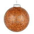thumbnail image 1 of Vickerman 6" Copper Tinsel Clear Ball Orn 4/Bag. This clear ball features colored glitter and tinsel on the inside. Add some sparkle to your holiday decorating projects with this tinsel ornament. Made, 1 of 1