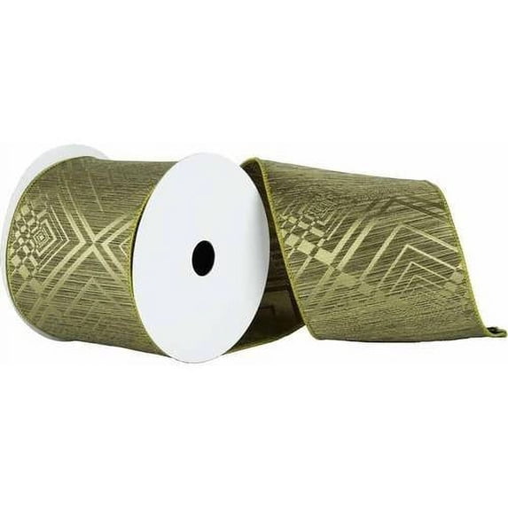 Vickerman 6" x 10yd Sage Geometric Jacquard Ribbon