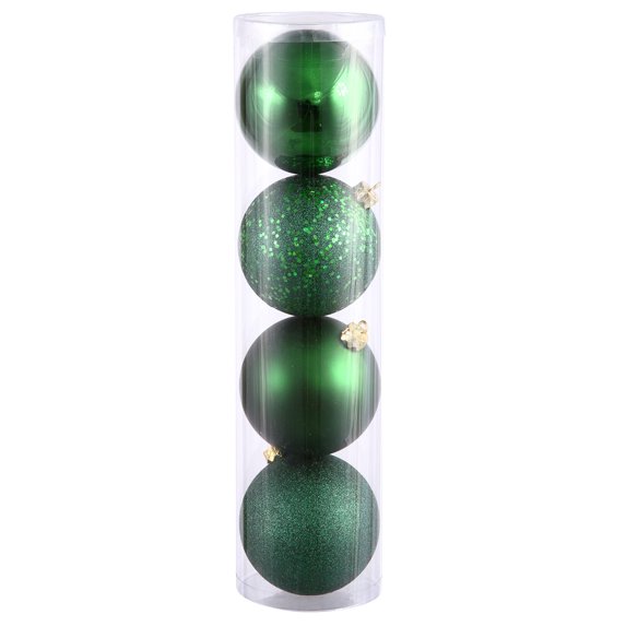 Vickerman 6" Emerald 4-Finish Ball Ornament Assortment, 4 per Box