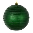thumbnail image 1 of Vickerman 6" Emerald Candy Finish Ball Ornament with Glitter Lines, 3 per Bag, 1 of 3